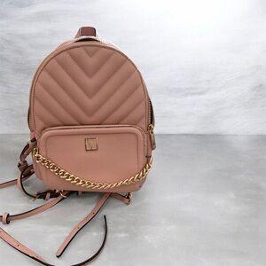 Valentina Blush Quilted Backpack with Gold Chain